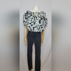 NWOT Lucky Brand Women's Cotton Gathered Poplin Top, Size Large